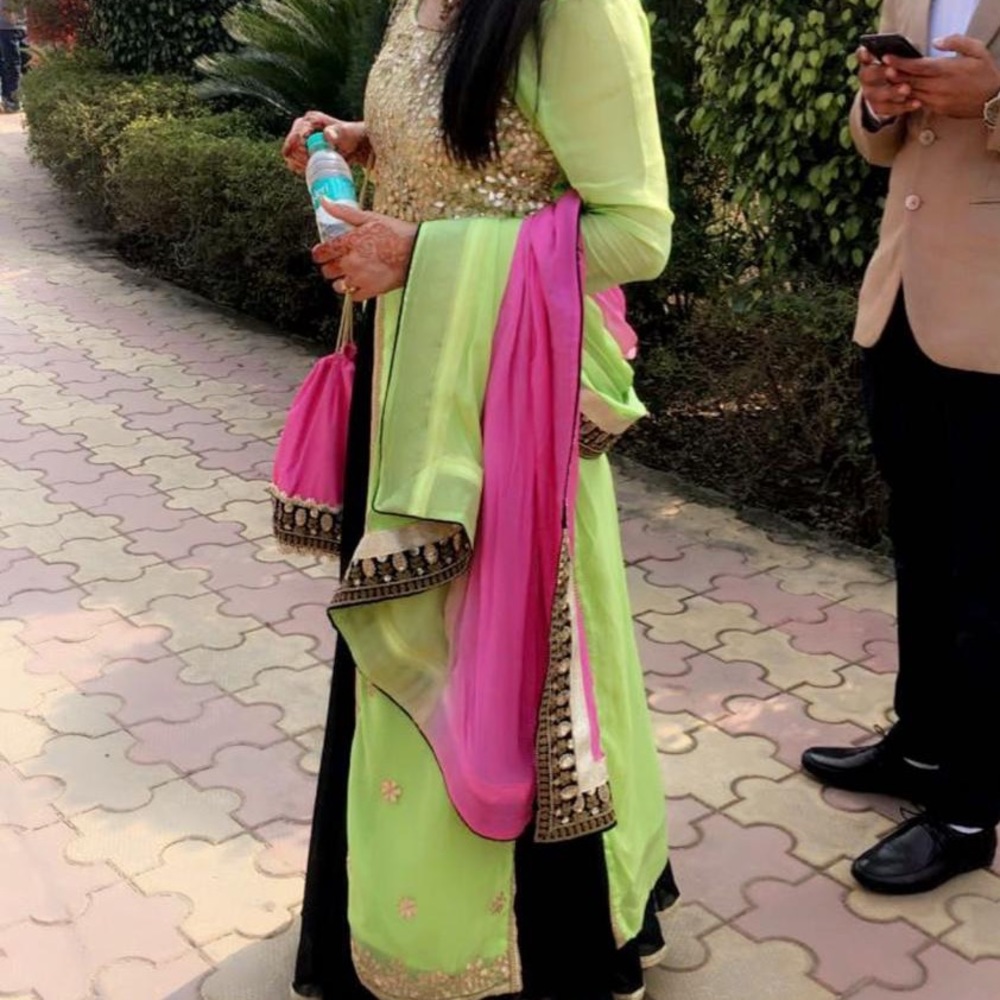 Beautiful Indian/ Pakistani full sleeves suit with multi colored dupatta
